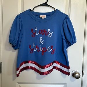 Peach Love Stars and Stripes top